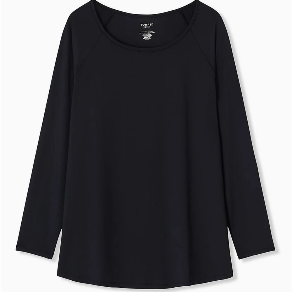 Black Long Sleeve Wicking Active Tunic Tee